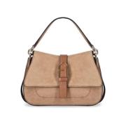 Deserto Crossbody Tas met Klep Sluiting Furla , Beige , Dames