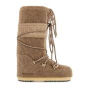 Vilt Sneeuwlaarzen met Logoband Moon Boot , Beige , Dames