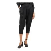 Geplooide Fluffy Tapered Broek Issey Miyake , Black , Dames