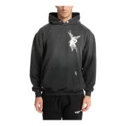 Gestreepte Archangel Hoodie met Drukknopsluiting Represent , Black , H...