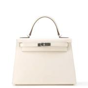 Pre-owned Leather handbags Hermès Vintage , White , Dames