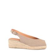 Canvas Sleehak Espadrilles met Open Neus Castañer , Beige , Dames