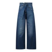 Medium Wash Ines Denim Fold Over Darkpark , Blue , Dames