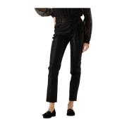 Francis Leren Broek Knit-ted , Black , Dames