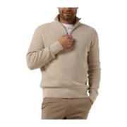 Hoge Hals Half Zip Trui Selected Homme , Beige , Heren