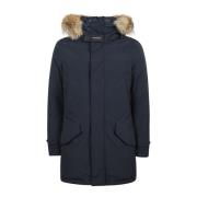 Hoge Kraag Bont Parka Jas Woolrich , Blue , Heren