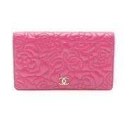 Pre-owned Leather wallets Chanel Vintage , Pink , Dames