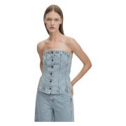 Troyes Blauwe Denim Tank Alohas , Blue , Dames