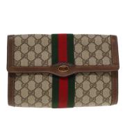 Pre-owned Leather clutches Gucci Vintage , Beige , Dames