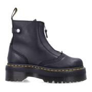 Zwarte platformlaarzen met gele stiksels Dr. Martens , Black , Dames