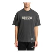 Gestreept Logo T-shirt Represent , Black , Heren