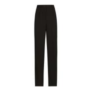 Zwarte Wol Gabardine Maatwerk Broek Dolce & Gabbana , Black , Dames