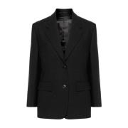 Zwarte Wollen Blazer Elegant Stijlvol Prada , Black , Dames