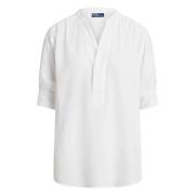 Witte Linnen Overhemd Lange Mouw Polo Ralph Lauren , White , Dames