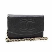 Pre-owned Leather wallets Chanel Vintage , Black , Dames