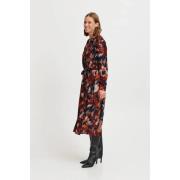 Bloemen Viscose Midi Jurk b.young , Multicolor , Dames