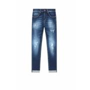 Skinny Fit Lage Taille Denim Jeans Dondup , Blue , Heren