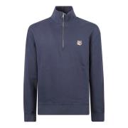 Fox Head Patch Half Zip Sweater Maison Kitsuné , Blue , Heren