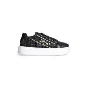 Zwarte Tweed Sneakers met Logo Liu Jo , Black , Dames