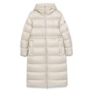 Gewatteerde Beige Regenjas met Omkeerbaar Ontwerp Moncler , White , Da...