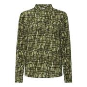 Mayfly Animal Print Blouse Ichi , Green , Dames