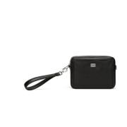 Zwarte leren crossbody tas met logoplaat Dolce & Gabbana , Black , Her...