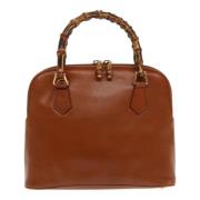 Pre-owned Leather handbags Gucci Vintage , Brown , Dames