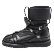 Pre-owned Leather boots Louis Vuitton Vintage , Black , Dames