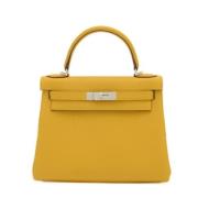 Pre-owned Leather handbags Hermès Vintage , Yellow , Dames