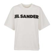 Neutraal T-shirt met bedrukt logo Jil Sander , White , Heren