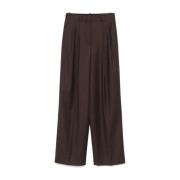 Hoge taille wijde pijp fluwelen broek Theory , Brown , Dames