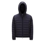 Korte Galion Marineblauwe Gewatteerde Jas met Capuchon Moncler , Blue ...