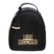 Stijlvolle Logo Rugzak met Ritssluiting Love Moschino , Black , Dames