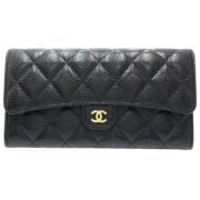 Pre-owned Leather wallets Chanel Vintage , Black , Dames