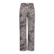 Wijde Pijp Luipaardprint Jeans Gestuz , Brown , Dames