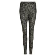 Mesh Leggings Zwart Stijlvol Print IN Front , Black , Dames