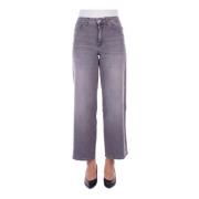 Logo Achter Rits Jeans Regular Fit Only , Gray , Dames