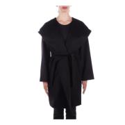 Zwarte jas met capuchon en zakken Max Mara , Black , Dames