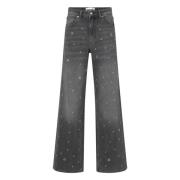 Versierde Straight Leg Jeans Essentiel Antwerp , Black , Dames