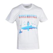 Katoen Elastaan T-shirt Bikkembergs , White , Heren