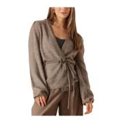 Bruine Wrap Cardigan Casual Stijl Moss Copenhagen , Brown , Dames