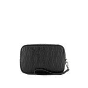 Zwarte Beauty Case Logo Allover Emporio Armani , Black , Heren