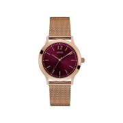 Roze Stalen Analoge Horloge Paars Guess , Brown , Heren