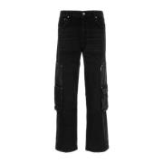 Zwarte Denim Cargo Jeans Represent , Black , Heren