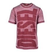 Casual T-shirt met Polyester-Katoenmix Diesel , Pink , Heren