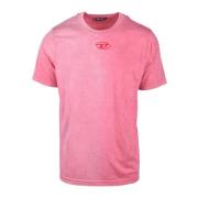 Casual T-shirt met Polyester-Katoen Mix Diesel , Pink , Heren