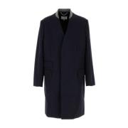 Midnight Blue Wool Coat Maison Margiela , Blue , Heren