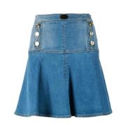 Katoenmix Mode Gonna Rok Elisabetta Franchi , Blue , Dames