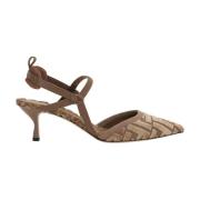 Jacquard Slingback Hakken Fendi , Brown , Dames