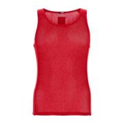 Rode Mesh String-And-Lace Tanktop Diesel , Red , Heren